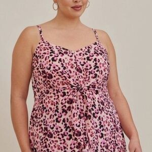 NWT Torrid Pink Leopard Georgette Tie Front Cami Sleeveless Top